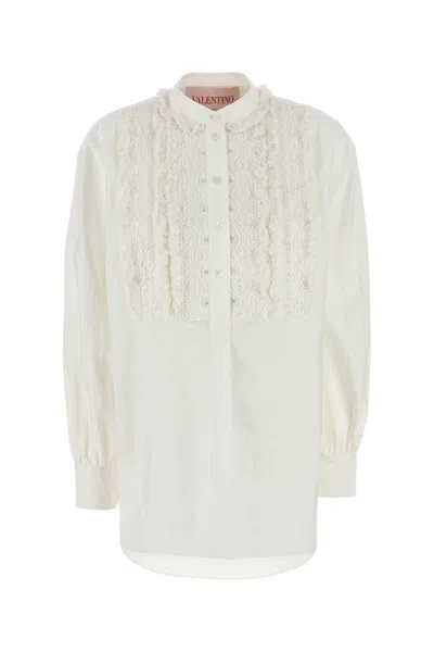 VALENTINO WHITE COTTON BLEND BLOUSE