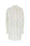 Valentino Dress Cotton Blend Long Sleeves In Bianco