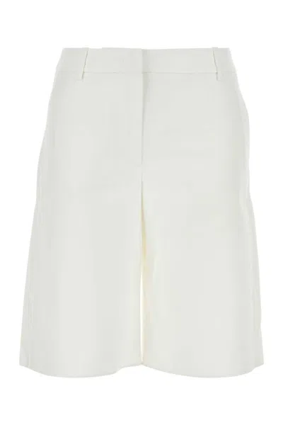VALENTINO WHITE COTTON BLEND SHORTS