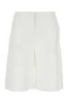 Valentino Garavani Women White Cotton Blend Shorts In Bianco