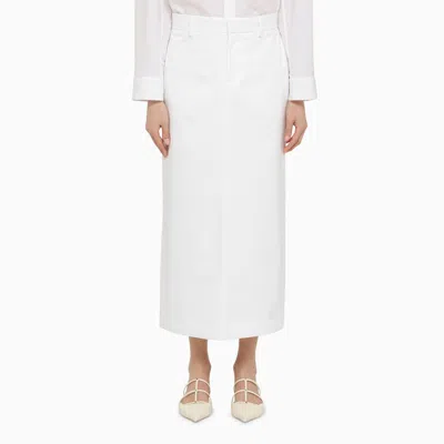 Valentino White Cotton Long Skirt