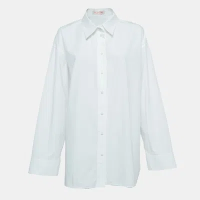 Pre-owned Valentino White Cotton Long Sleeve Oversized Shirt M