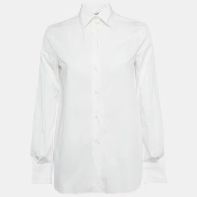 Pre-owned Valentino White Cotton Long Sleeve Shirt S