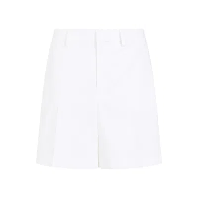 Valentino White Cotton Pressed-crease Shorts