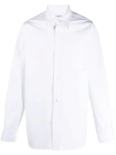 Valentino White Cotton Shirt For Men From The Ss21 Collection In Bianco