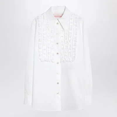 VALENTINO WHITE COTTON SHIRT WITH RUFFLES