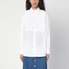 Valentino White Cotton Shirt With Ruffles In Light Blue