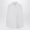 Valentino White Cotton Shirt With Ruffles In Blue