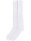 Valentino White Cotton Socks With Vlogo Signature And Crochet Knit Texture In White