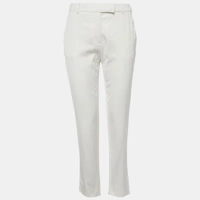 Pre-owned Valentino White Cotton Straight Leg Trousers M