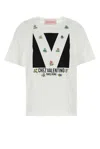 Valentino Womens Brand-print Rhinestone-embellishment Cotton-jersey T-shirt Avorio Nero