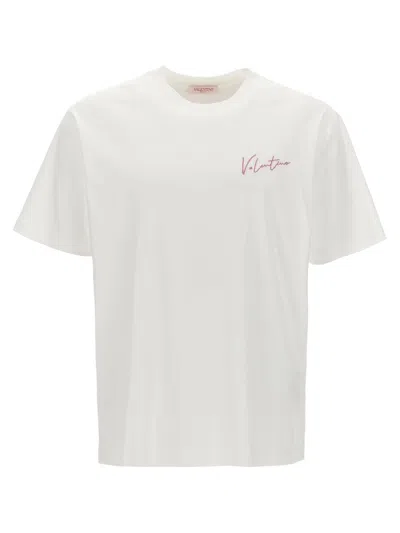Valentino T-shirt With Embroidery And Print Design In White