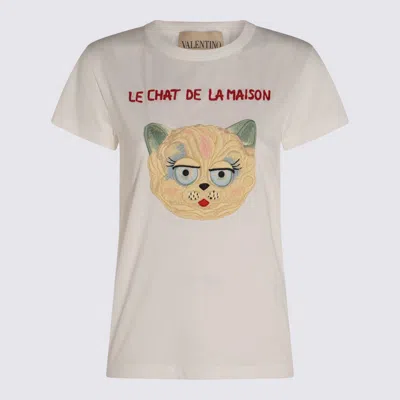 Valentino White Cotton T-shirt In Gray