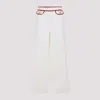 Valentino Ivory Trousers With Gold V In White