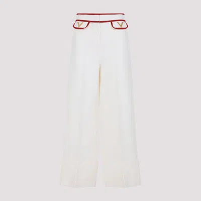 VALENTINO WHITE CREPE COUTURE PANTS