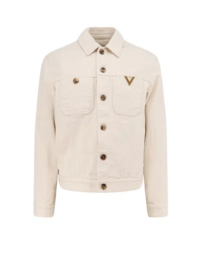Valentino White Denim Jacket In Pink