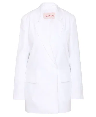 Valentino White Double-breasted Cotton Jacket For Women