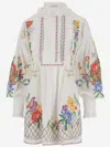 Valentino Embroidered Floral Pattern Shirt With Ruffled Collar In White