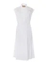 Valentino Broderie Anglaise-trimmed Cotton-poplin Midi Dress In White