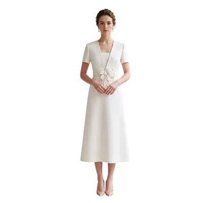 Valentino White Embroidered V Neck Maxi Dress