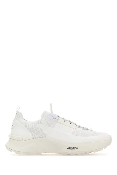 VALENTINO GARAVANI WHITE FABRIC AND MESH TRUE ACT SNEAKERS