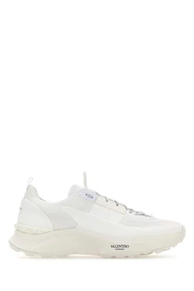 Valentino Garavani White Fabric And Mesh True Act Sneakers In Biancobiancobiancobianco