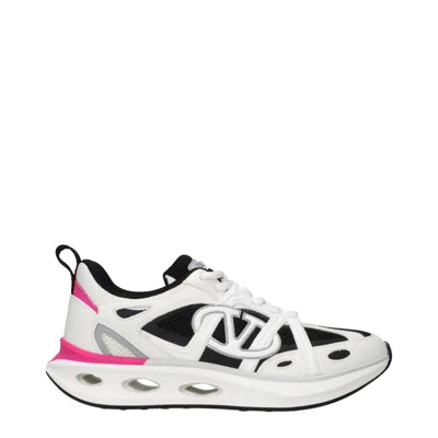 Valentino Garavani White Fabric Athletic Sneakers In Multi