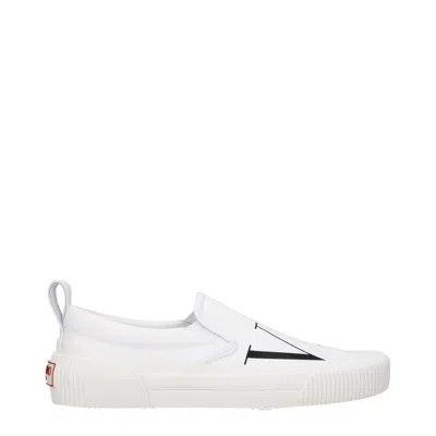 VALENTINO GARAVANI WHITE FABRIC SLIP-ON LOAFER