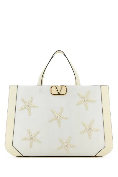 VALENTINO GARAVANI WHITE FABRIC VALENTINO GARAVANI ESCAPE SHOPPING BAG
