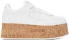 Valentino Leather Platform Sneakers Perforated Detailing In 0bo Bianco/bianco/bi