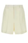 Valentino Wool Blend High-waisted Bermuda Shorts In White