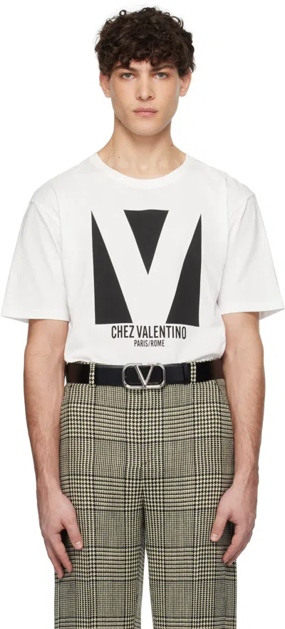 Valentino Mens Avorio Logo-print Crew-neck Cotton-jersey T-shirt