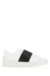 Valentino Blue Calf Leather Bos Taurus Low Top Sneakers In White