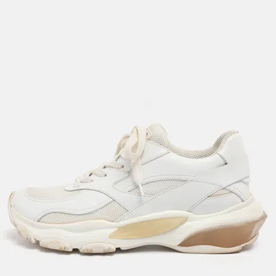 Pre-owned Valentino Garavani White Leather And Fabric Climbers Sneakers Size 38