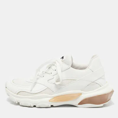 Pre-owned Valentino Garavani White Leather And Mesh Low Top Sneakers Size 38
