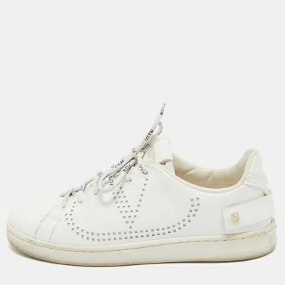 Pre-owned Valentino Garavani White Leather Backnet Sneakers Size 36.5