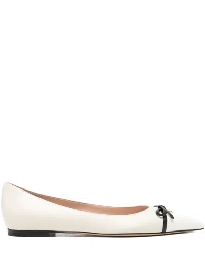 VALENTINO GARAVANI WOMEN WHITE LEATHER BALLET FLATS, 6.5 LUXURY BALLET FLATS FOR WOMEN DARVEYS