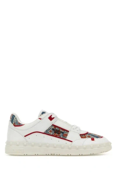 Valentino Garavani Leather Freedots Sneakers Panels Patterned In White