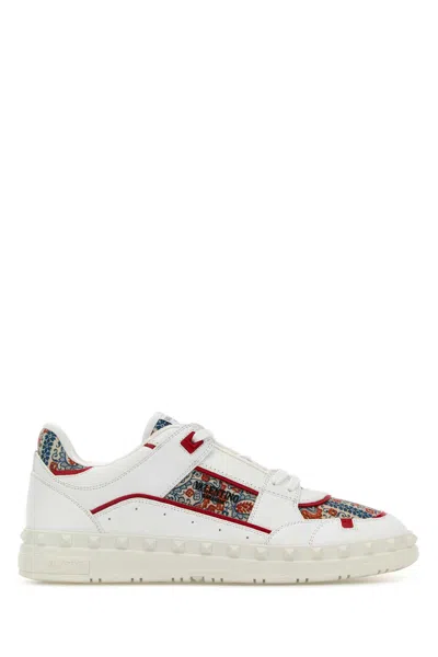 Valentino Garavani Leather Freedots Sneakers Panels Patterned In White