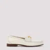 Valentino Ivory Leather Loafer With Golden Metal V Logo In White
