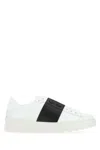 VALENTINO GARAVANI WHITE LEATHER OPEN SNEAKERS WITH BLACK BAND