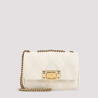 Valentino Garavani White Leather Quiltie 67 Shoulder Bag