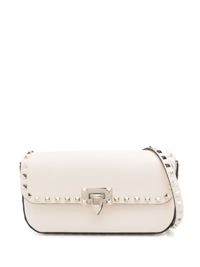 Valentino Garavani Leather Rockstud Crossbody Bag In White