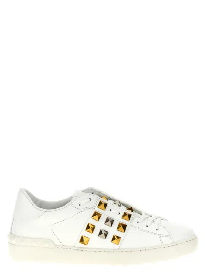 VALENTINO GARAVANI WHITE LEATHER ROCKSTUD SNEAKERS