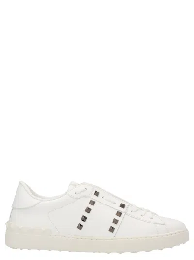 VALENTINO GARAVANI WHITE LEATHER ROCKSTUD SNEAKERS