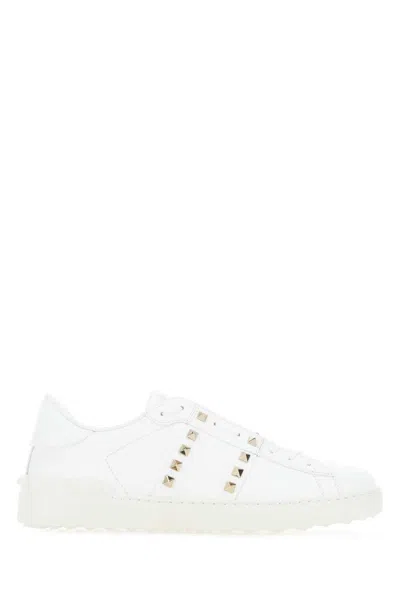 Valentino Garavani White Leather Rockstud Untitled Sneakers