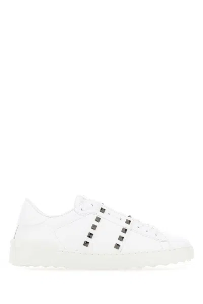 Valentino Garavani White Leather Rockstud Untitled Sneakers