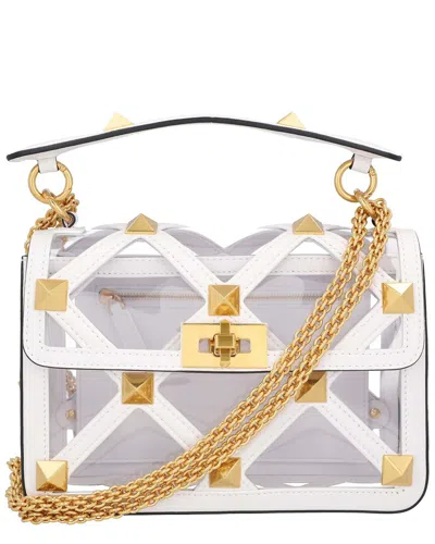 Valentino Garavani Valentino White Leather Roman Stud Bag Transparent