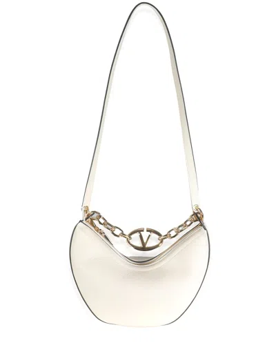 VALENTINO GARAVANI VALENTINO WHITE LEATHER SMALL VLOGO MOON HOBO (AUTHENTIC PRE-LOVED)
