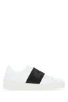 Valentino Garavani White Leather Rockstud Untitled Sneakers With Black Band In White
